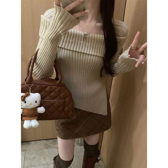 Irregular Off-shoulder Sweater For Women Autumn And Winter