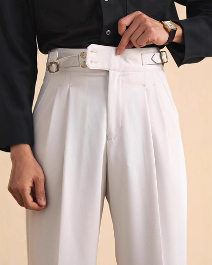 Autumn Paris Buckle Double Knife Suit Pants Men