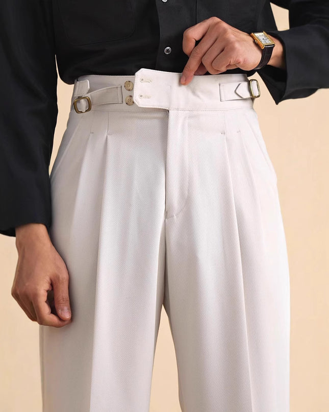 Autumn Paris Buckle Double Knife Suit Pants Men