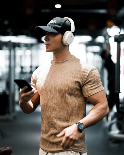 Summer New Men's Sports Solid Color Light Board Short Sleeve T-shirt
