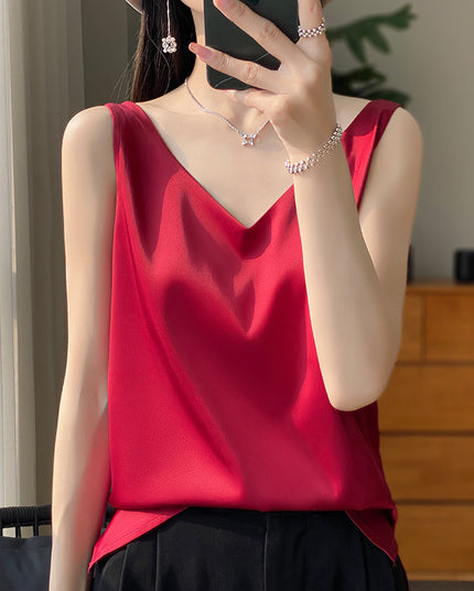 Sling Vest Inner Match Satin Silky Base Loose Sleeveless Top