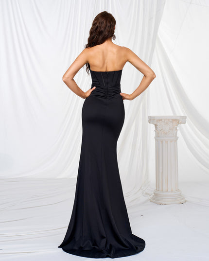 Elegant Chest-wrapped Off-neck Long Large Hem Evening Dress