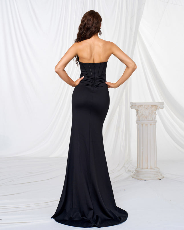 Elegant Chest-wrapped Off-neck Long Large Hem Evening Dress