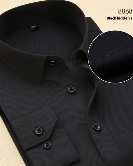 Men's Black Shirt Long Sleeve Shirt Business Slim Fit