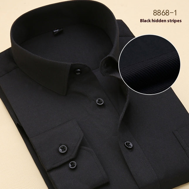 Men's Black Shirt Long Sleeve Shirt Business Slim Fit
