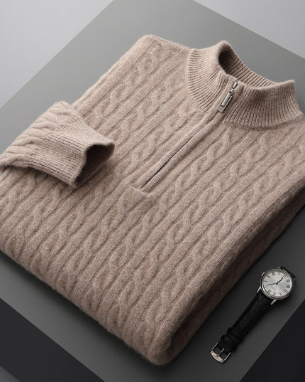Pure Wool Sweater Men's Half-high Collar Pullover