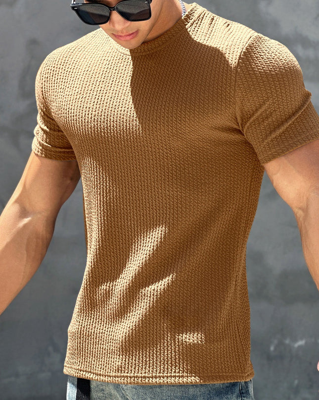 Sports And Fitness Short Sleeved Men's Textured Quick Drying T-shirt