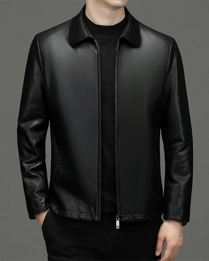 Lapel Ecological Real Leather Clothes Coat Leather Jacket Men