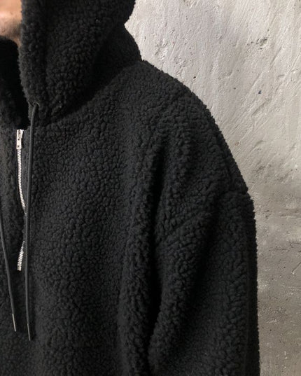 Cotton And Thickening Fleece Hoodie Imitation Lamb Wool Hooded Jacket