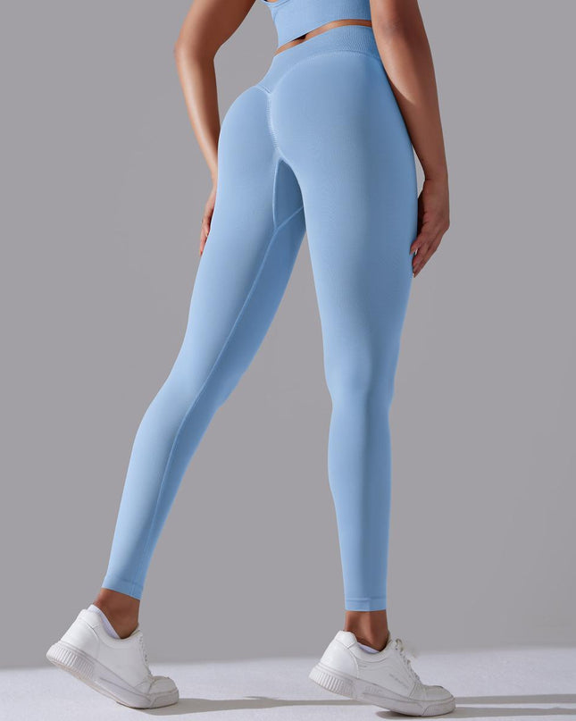 Women's Seamless Knitted Solid Color High Waist Tight Pants