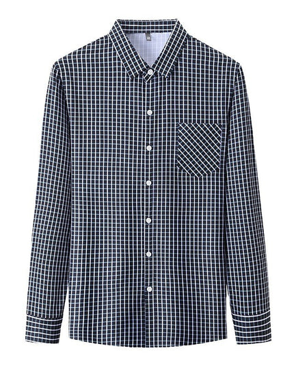 Long Sleeve Fine Plaid Shirt For Men Spring And Autumn