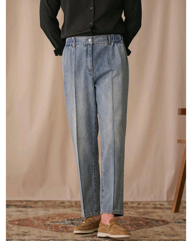 British Business Elastic Waist Cropped Pants
