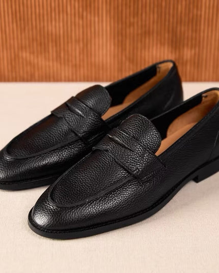 British Vintage Litchi Grain Cowhide Men's Loafer