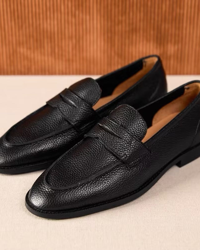 British Vintage Litchi Grain Cowhide Men's Loafer
