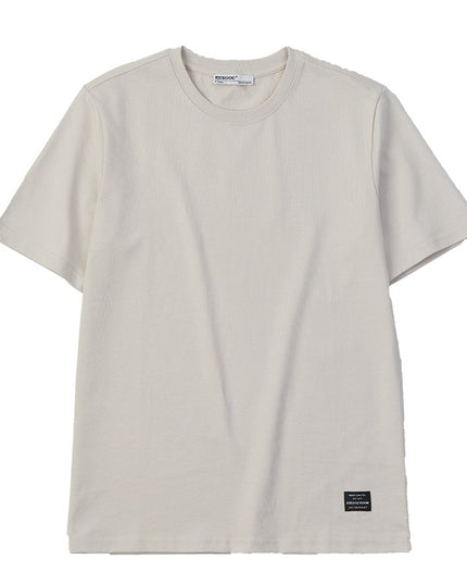 Heavy Cotton Men's Short Sleeve T-shirt American Casual Solid Color Crewneck
