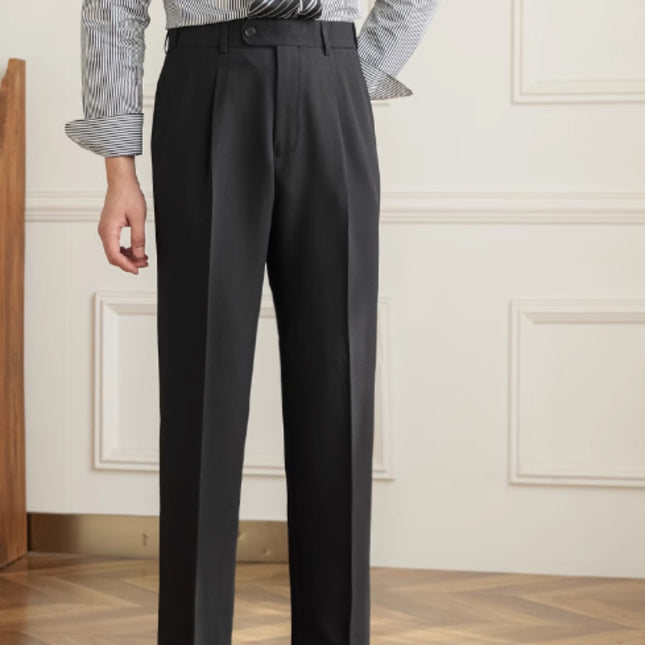 Retro Elastic Waist Non-ironing Naples Mid-high Waist Suit Pants