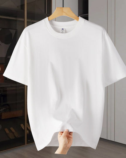 Drop Shoulder Loose Round Neck Pure Color All-matching