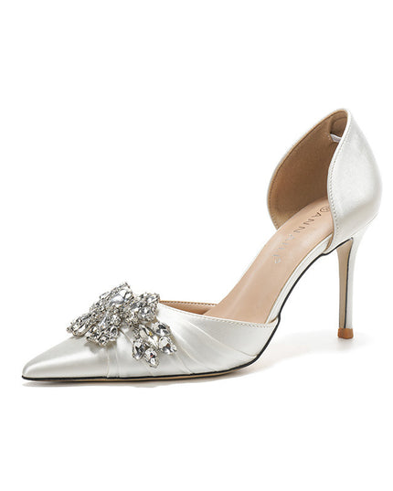Rhinestone White Wedding Bridal Shoes Temperament
