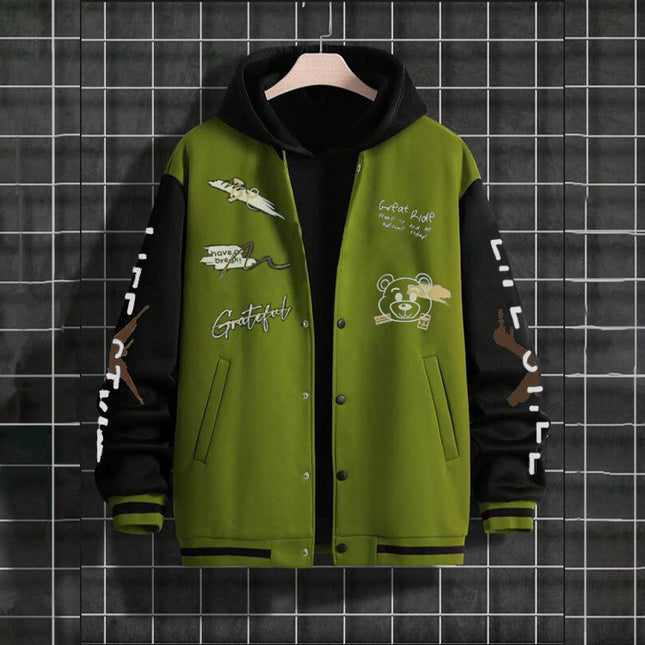 Men's Baseball Uniforms Coat American High Street Pu Baggy Casual Jacket