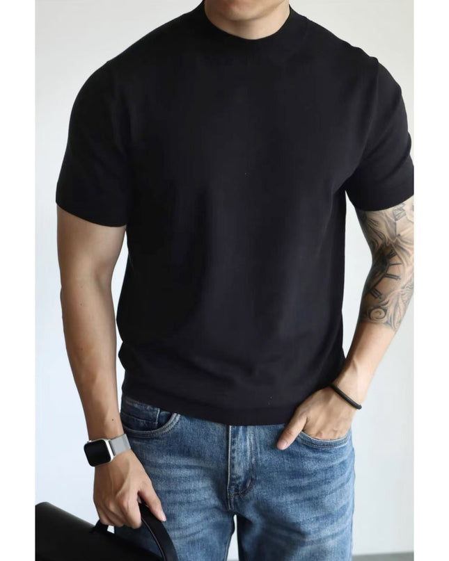 Knitwear Men's Solid Color Slim-fit Commute Breathable T-shirt