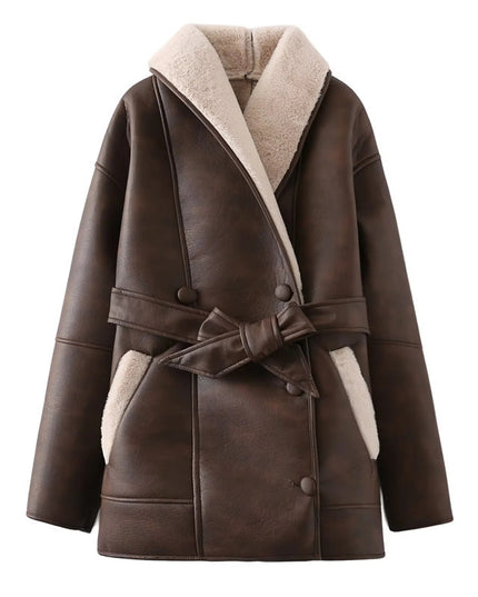 American Personality Fashion Double Breasted Mid-length Loose Women's Wear