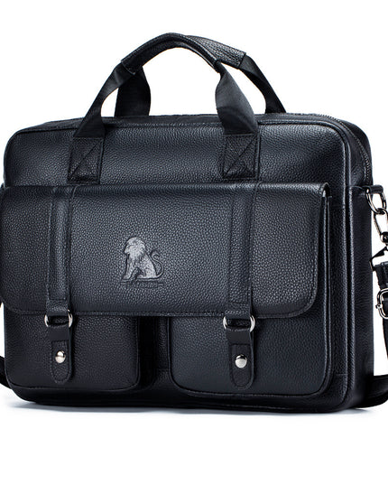 Cowhide Men's Briefcase Business Large Capacity Handbag
