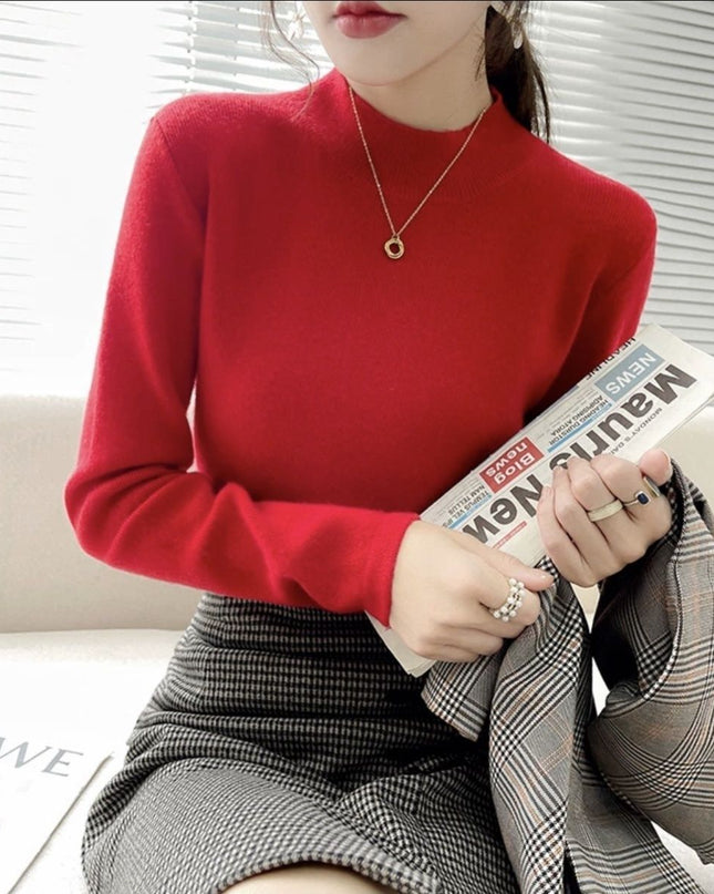 Inner Knitted Bottoming Shirt Slim Fit Slimming Long Sleeves Versatile Western Style Top
