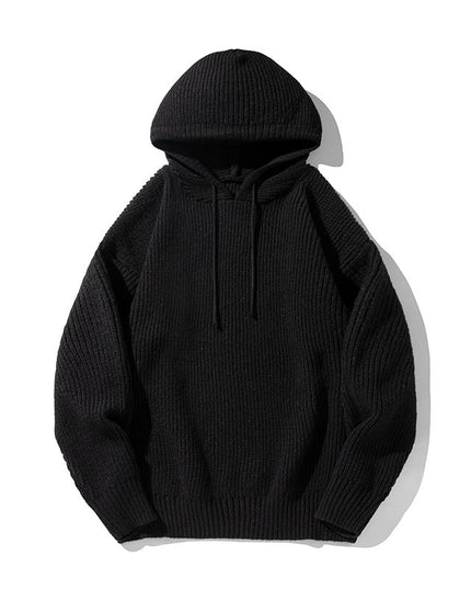 Japanese Loose Solid Color Hooded Sweater Idle Style Adjustable