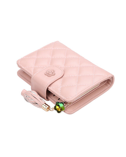 Women's Mid-length Wallet Simple Rhombus Large-capacity Three-fold Change Wallet