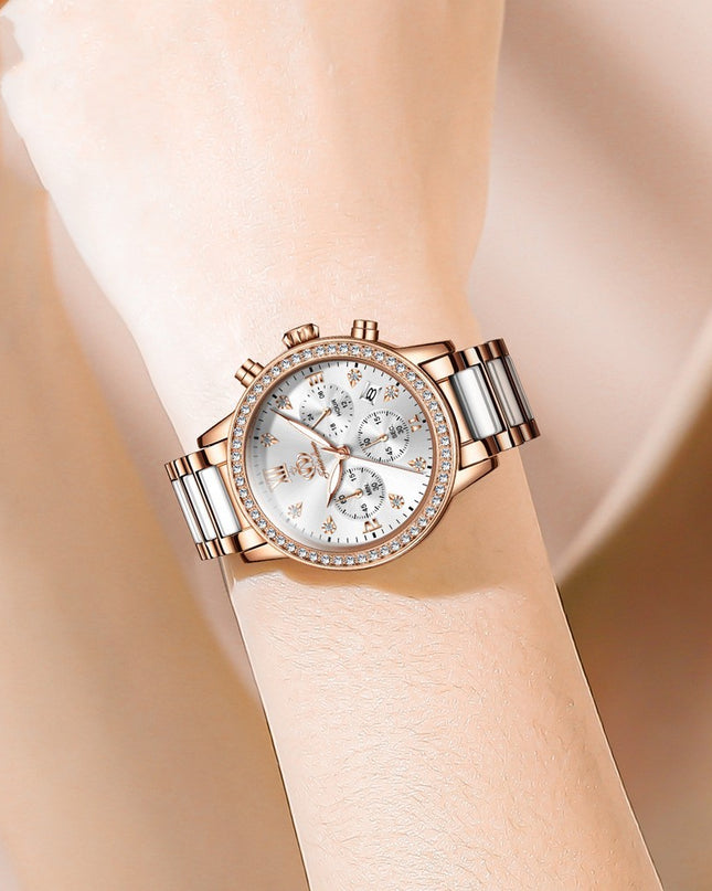 Simple Rhinestone Quartz Watch Waterproof Women's Watch