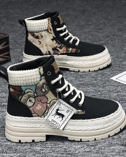 Men's Casual All-match Worker Boot High-top Shoes