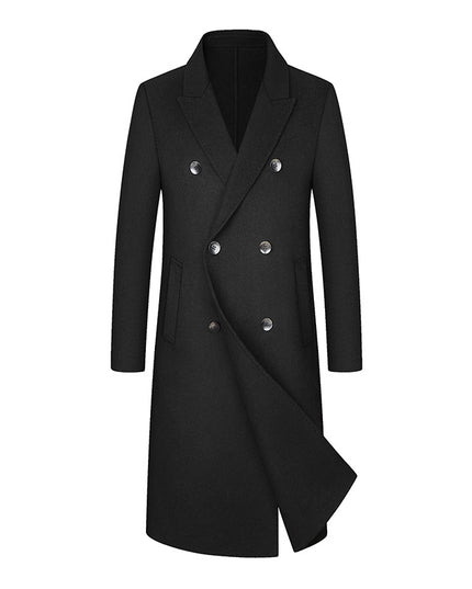 Woolen Coat Trench Coat Double Breasted Long Below The Knee