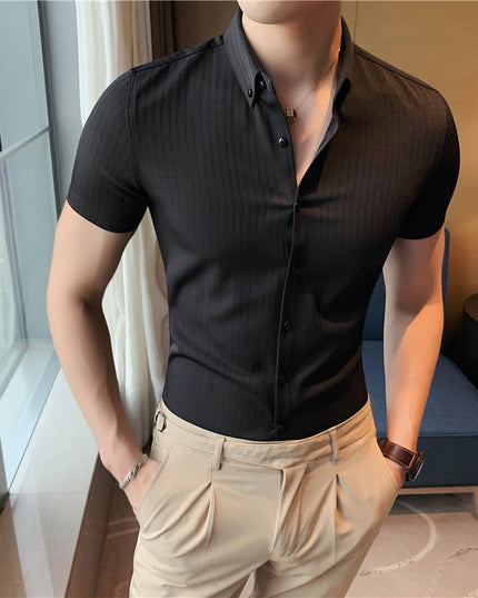 Dark Striped Short Sleeve Shirt