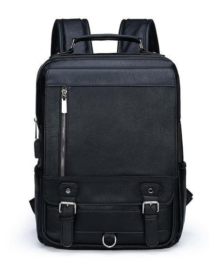 Men's Leather New Large Capacity USB Charging Backpack