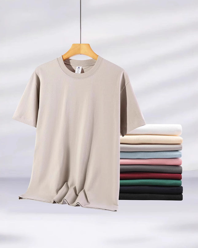 Drop Shoulder Loose Round Neck Pure Color All-matching