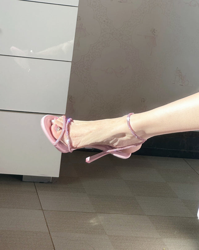 Spring And Summer Stiletto Sexy Open Toe Buckle Rhinestone Sandals