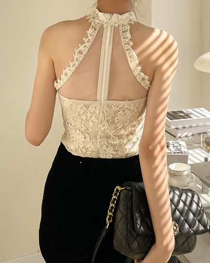 French Pure Desire Self-cultivation Inside And Outside Wear Lace Halter Vest Sling