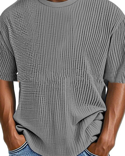 Casual Pure Color Comfort Waffle Short Sleeve
