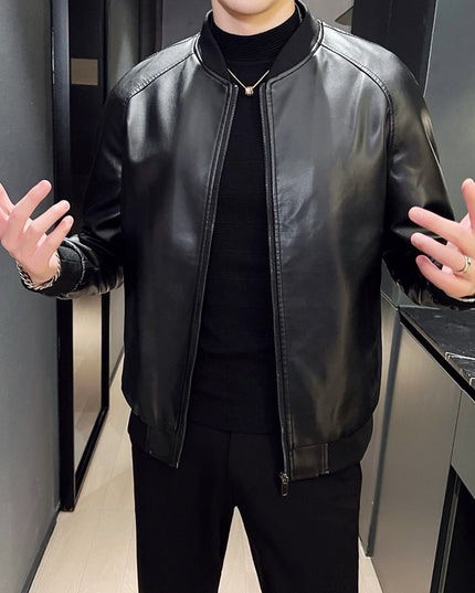 Men's Slim Fit Trendy Handsome Washed Leather Jacket