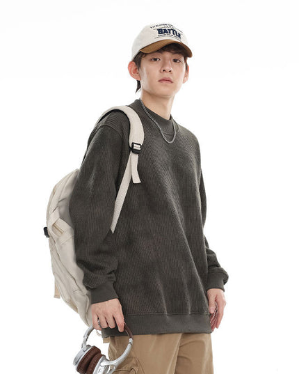 Heavy Knitted Round Neck Sweater Trendy Idle Style All-match Loose Couple's Tops