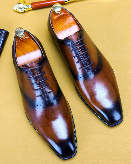 Oxford Retro Gentleman Shoes Lace Up British Whole Leather Leather Casual