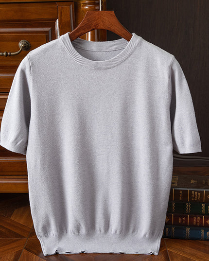 Men's Short-sleeved T-shirt Korean-style Trendy Round Neck Half-sleeve Sweater