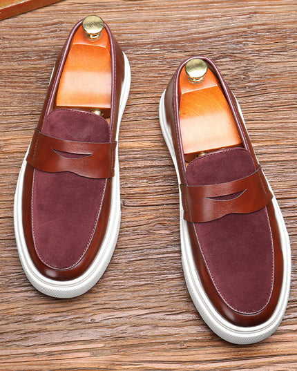 Korean Style Trendy Thick-soled Men's British Style Casual Leather Shoes