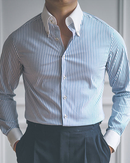 Men's Slim Fit Pointed Collar Long Sleeve Shirt With Different Colors
