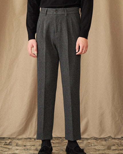 Winter Thickened Sanded Fabric Micro Straight Commute Leisure Suit Pants