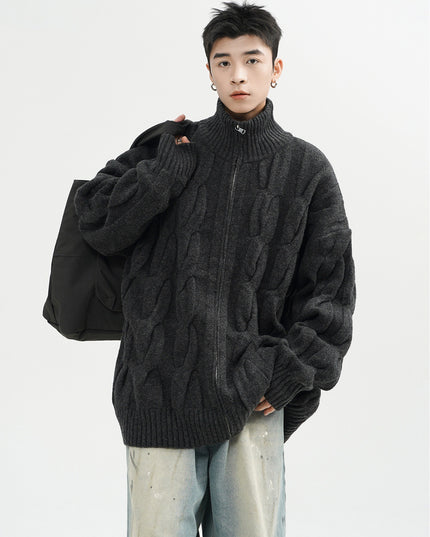 Retro Twist Cardigan Sweater For Men