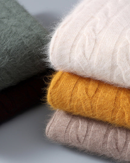 Men's Round Neck Pullover Thickened Mink Sweater Loose Casual Solid Color Knitted Base Cardigan
