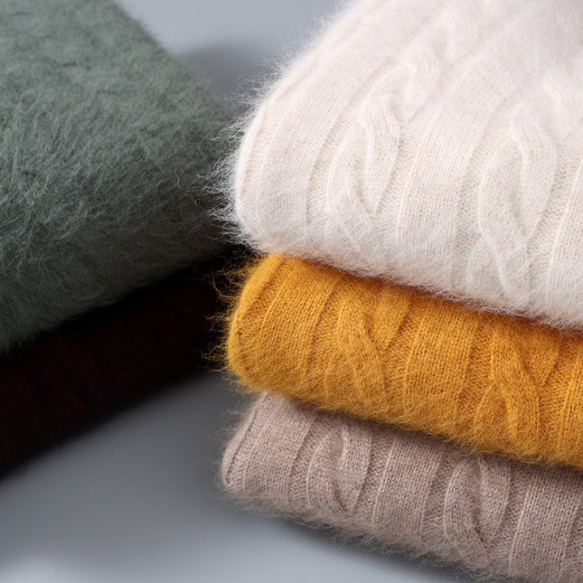 Men's Round Neck Pullover Thickened Mink Sweater Loose Casual Solid Color Knitted Base Cardigan