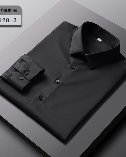 Elastic Silk Men's Long-sleeved Non-ironing Solid Color Breathable Shirt