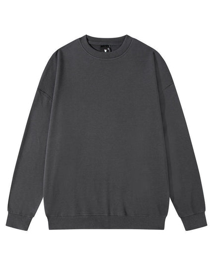 Men's Solid Color Pullover Sweatshirt Loose Round-neck Top Couple College Style Solid Color Clothes